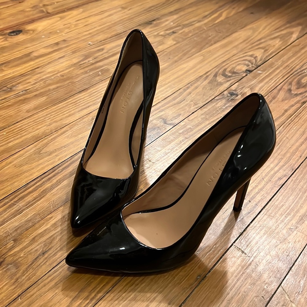 Halston Heritage Shirley black patent leather pump heels